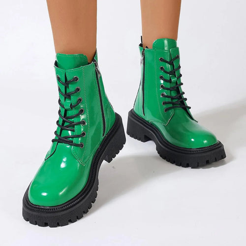 Echoarchiv | Damenstiefel Aus Glänzendem Leder mit Reißverschluss