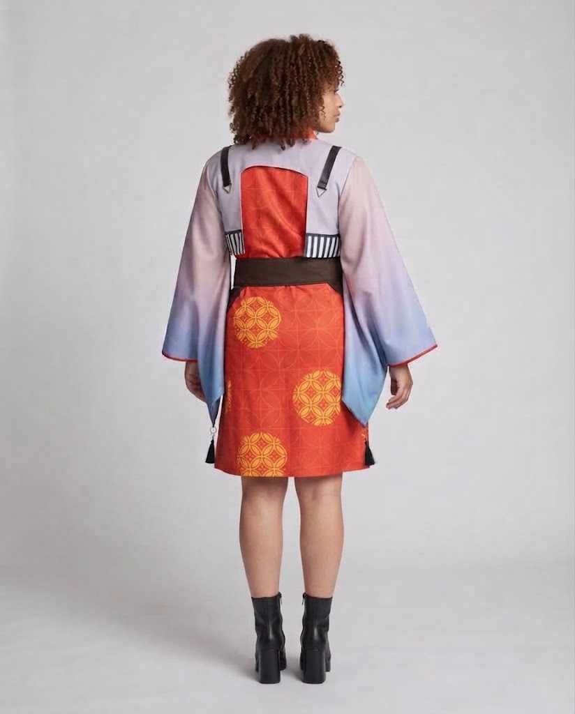 Damen traditionelles Kimono-Kostüm-Set mit kunstvollen Details und Accessoires Echo Archiv