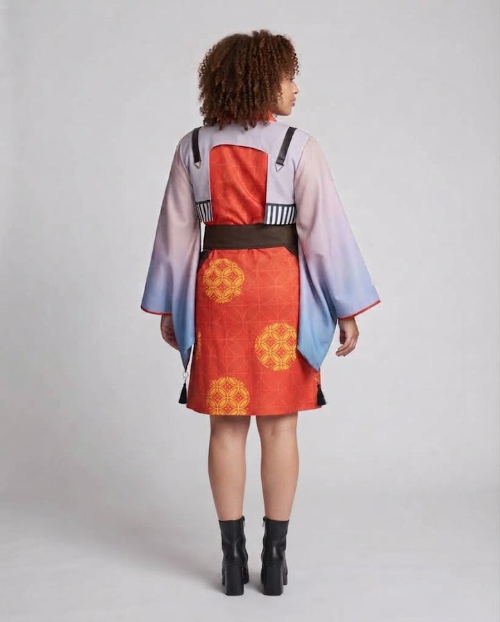 Damen traditionelles Kimono-Kostüm-Set mit kunstvollen Details und Accessoires Echo Archiv
