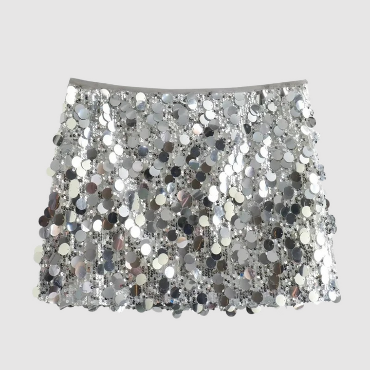 Echoarchiv | Damen Pailletten Rock Silber Kurz