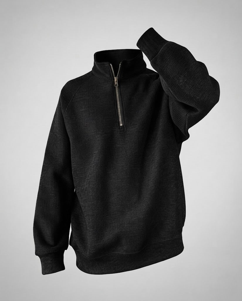 Herren Urbaner Stehkragenpullover mit Reißverschluss Echoarchiv