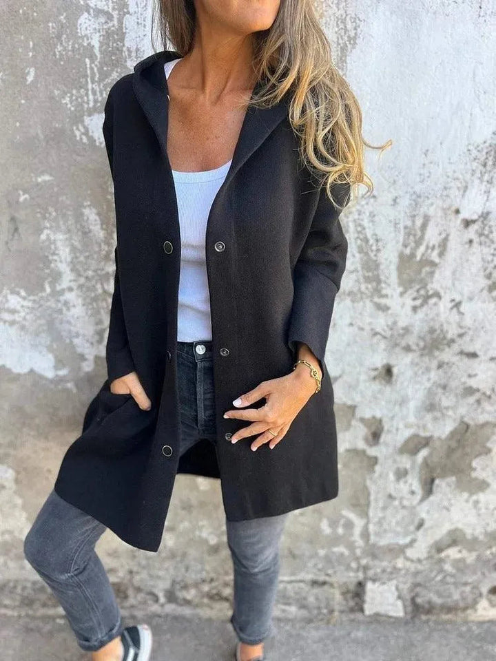 Echoarchiv | Lässiger einreihiger Cardigan mit Kapuze