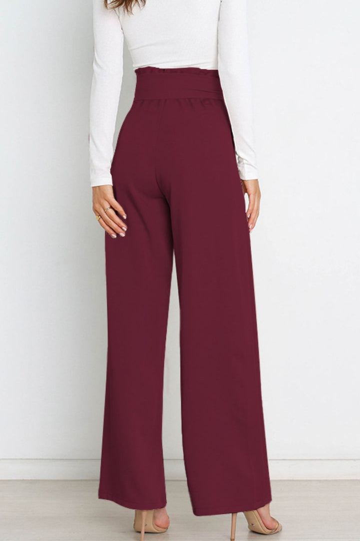 Hohe Taille Paperbag Hose mit Schleifendetail – Avélisse