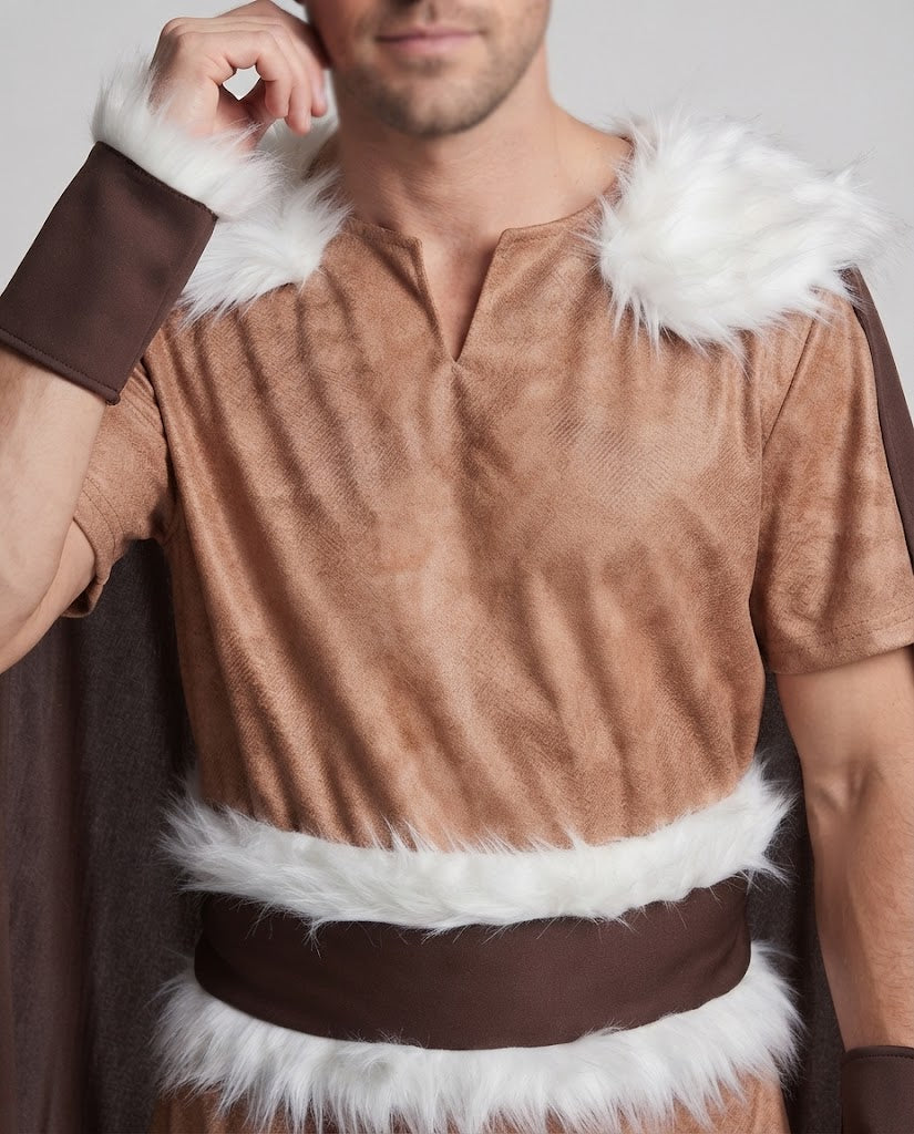 Männer Viking Kostüm mit Kapuze und Fellverzierung Echo Archiv