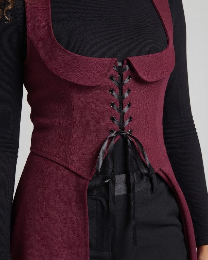 Damen Elegantes Kleid mit Schnürung und asymmetrischem Saum Echo Archiv