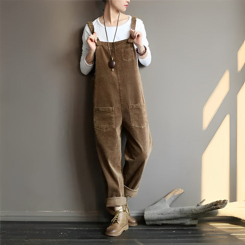 Echoarchiv | Damen Samt Retro Latzhose Perfekt für den Frühling