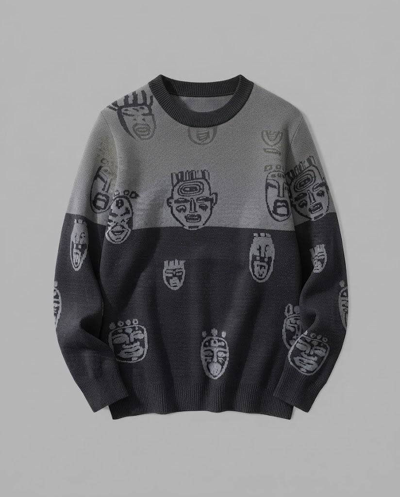 Damen gemusterter Strickpullover Echoarchiv