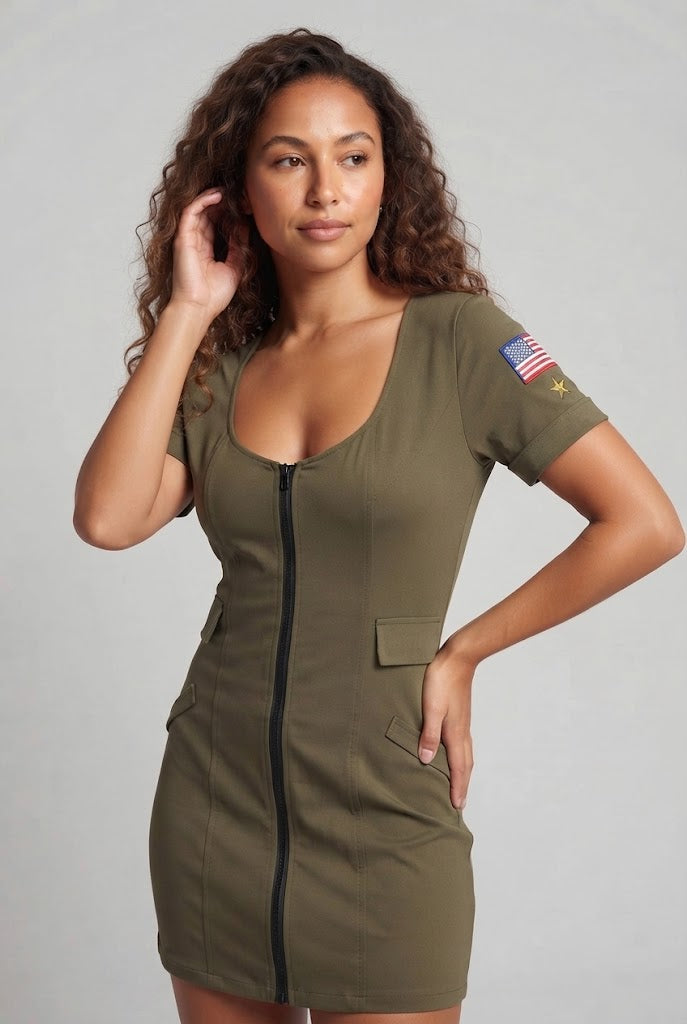Frauen Camouflage Kleid mit Reißverschluss Echo Archiv