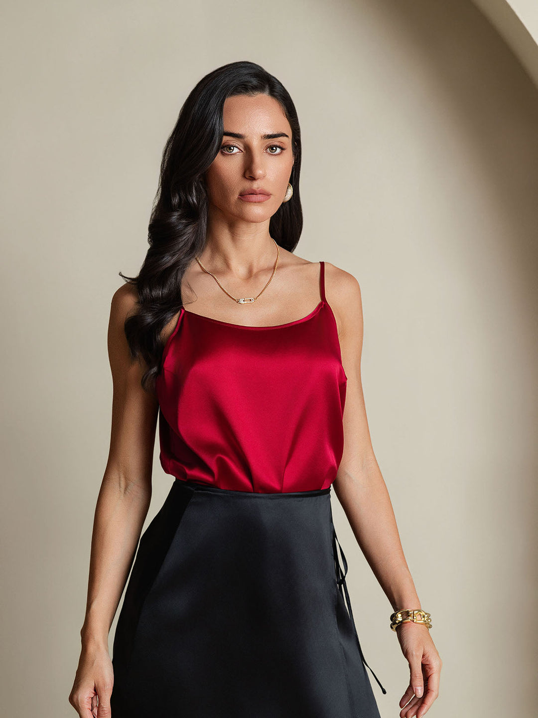 Echoarchiv | Seide Entspannt Spaghettiträger Camisole Top