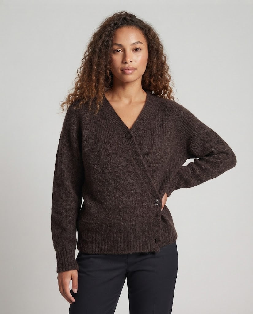 Damen Oversize-Cardigan aus grobem Strick mit V‑Ausschnitt und Knopfleiste Echo Archiv