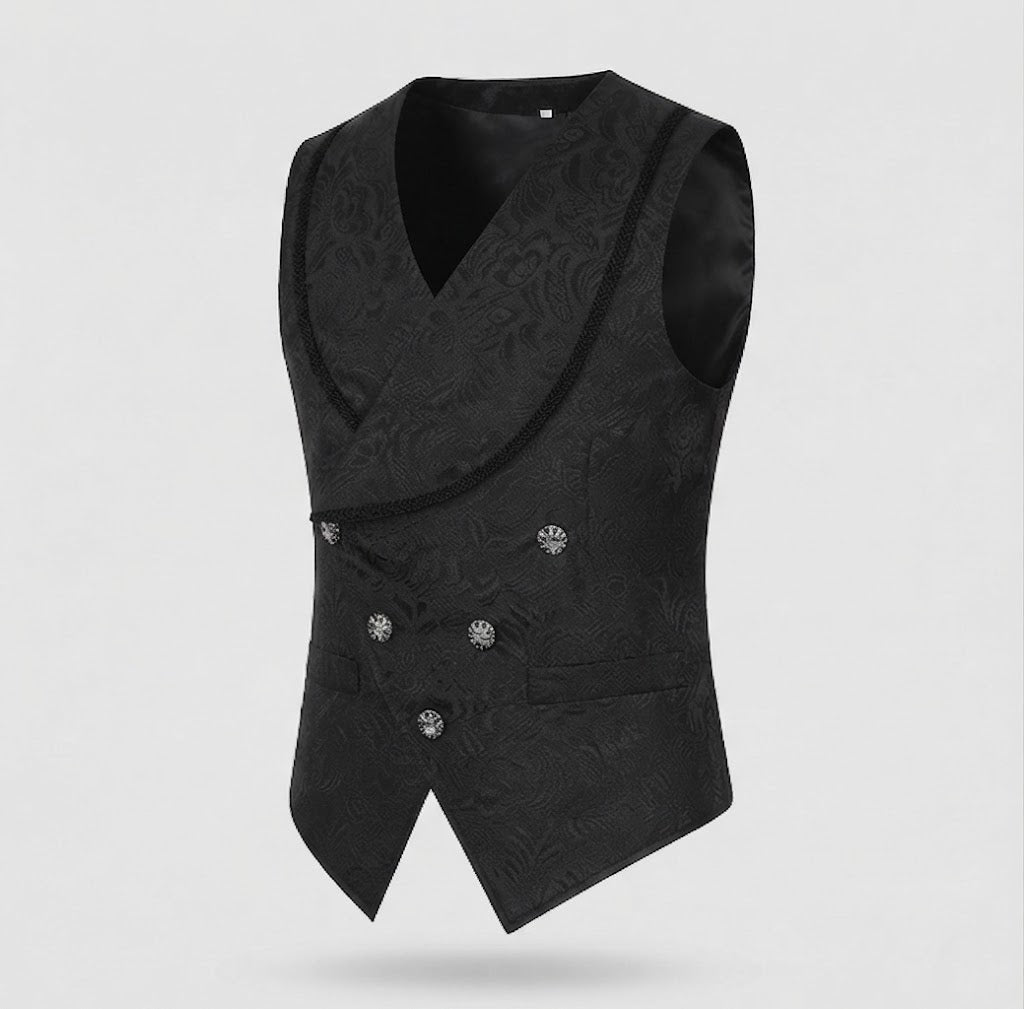 Damen Elegante Samt-Weste mit Blumenmustern und doppelter Knopfleiste Echo Archiv
