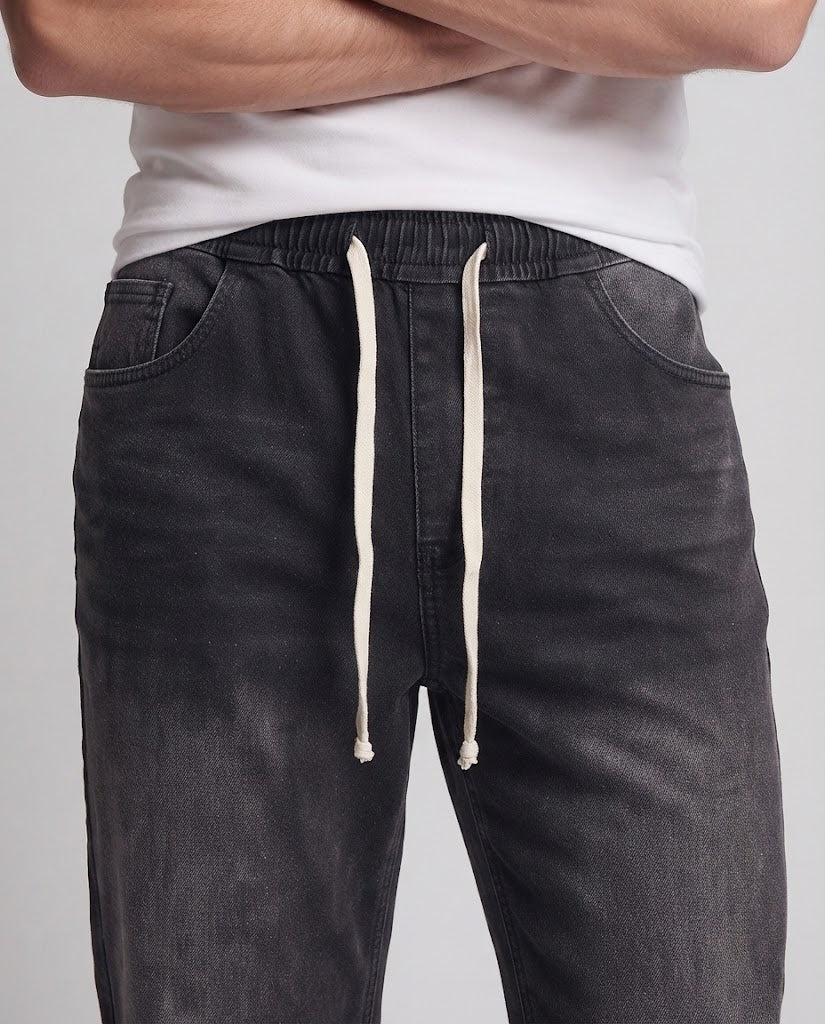 Herren Modische Weitgeschnittene Denim-Hose mit elastischem Bund Echo Archiv
