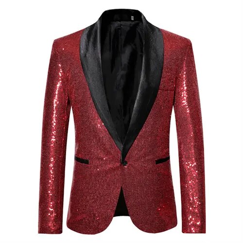 Echoarchiv - Glänzendes goldenes Squin-Glitz mit Knopf fleece Herren Blazer