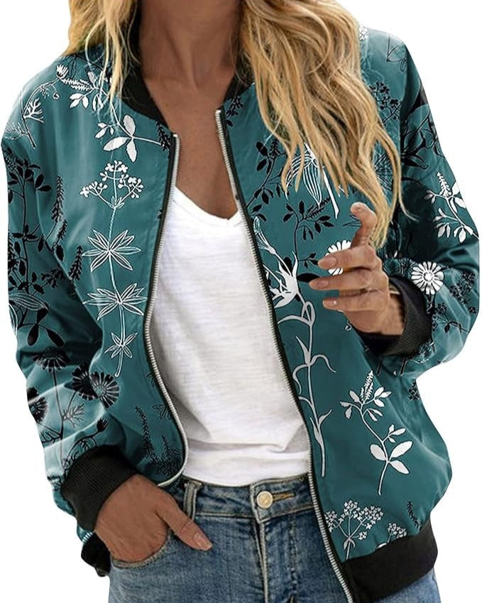 Echoarchiv | Bomberjacke mit Blumenmuster für Damen