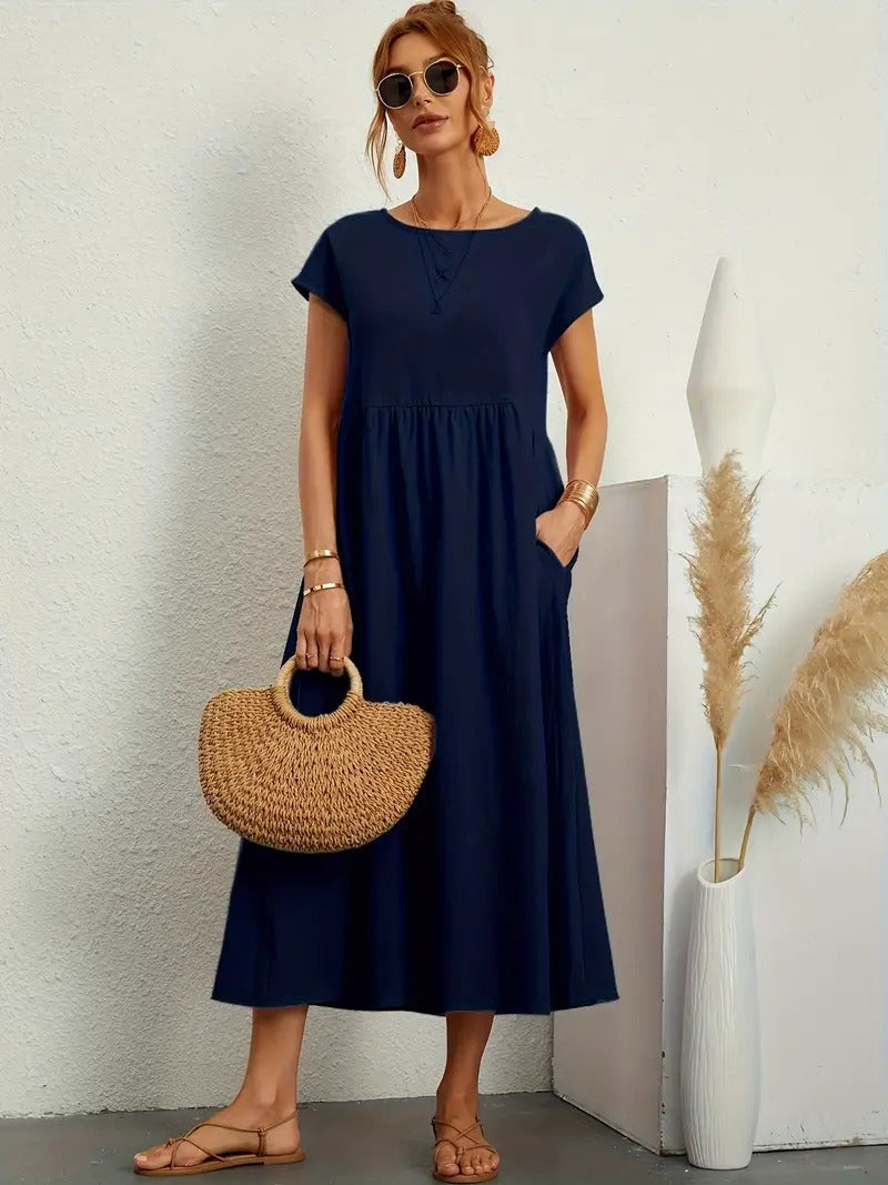 Echoarchiv | Raffinierte Leinen Sommerkleid mit Praktischen Taschen