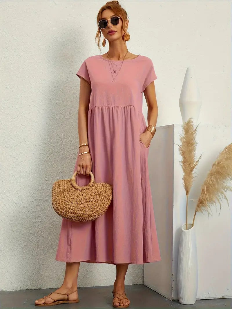 Echoarchiv | Raffinierte Leinen Sommerkleid mit Praktischen Taschen