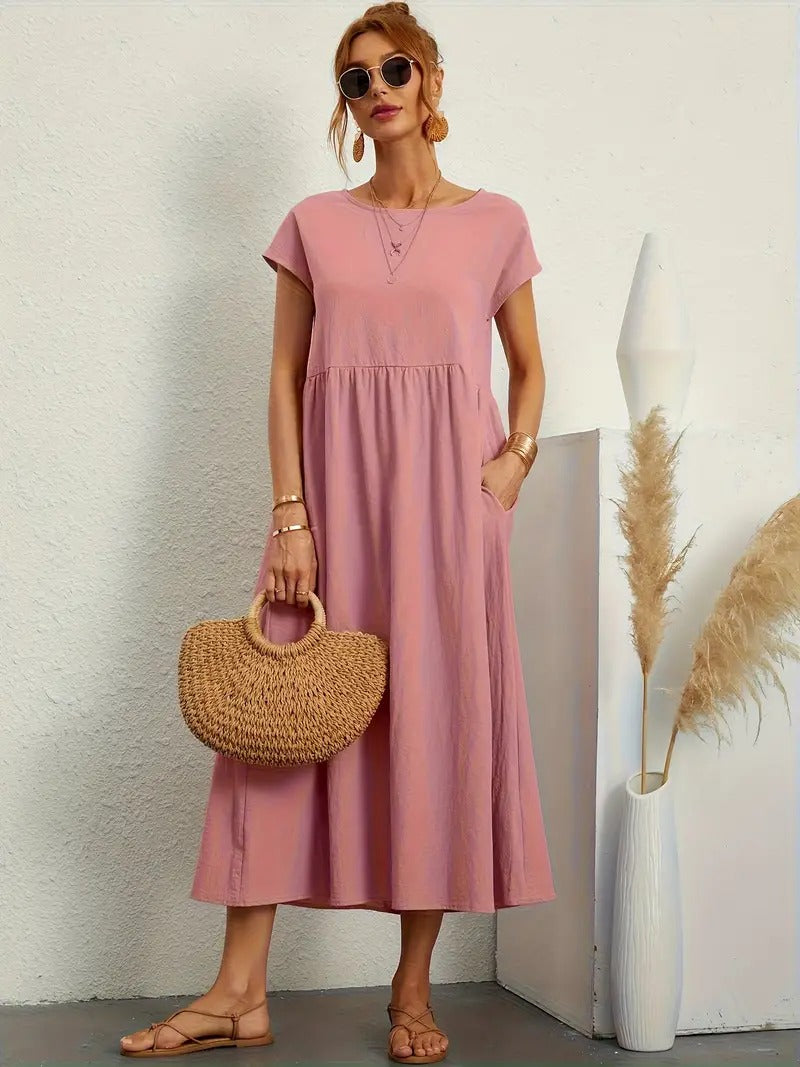 Echoarchiv | Raffinierte Leinen Sommerkleid mit Praktischen Taschen