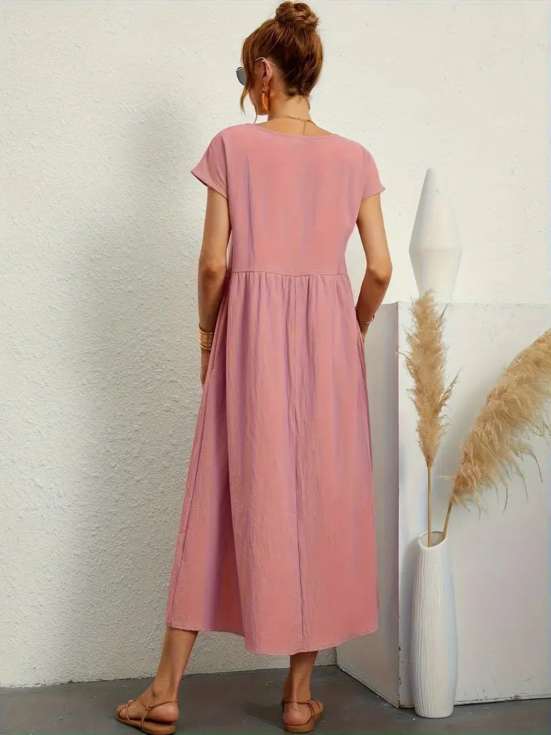 Echoarchiv | Raffinierte Leinen Sommerkleid mit Praktischen Taschen