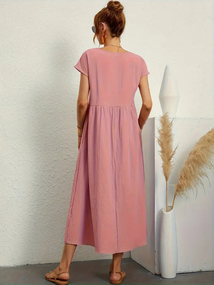 Echoarchiv | Raffinierte Leinen Sommerkleid mit Praktischen Taschen