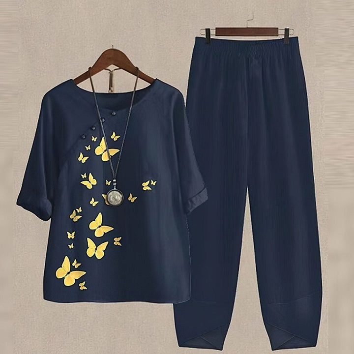 Echoarchiv | Elegantes Zweiteiliges Set mit Schmetterlingsdruck für Damen