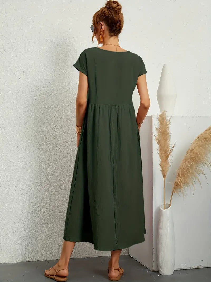 Echoarchiv | Raffinierte Leinen Sommerkleid mit Praktischen Taschen