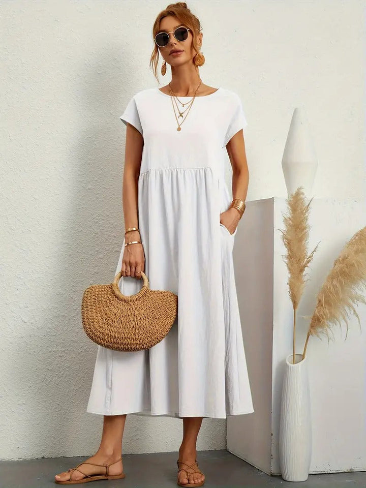 Echoarchiv | Raffinierte Leinen Sommerkleid mit Praktischen Taschen