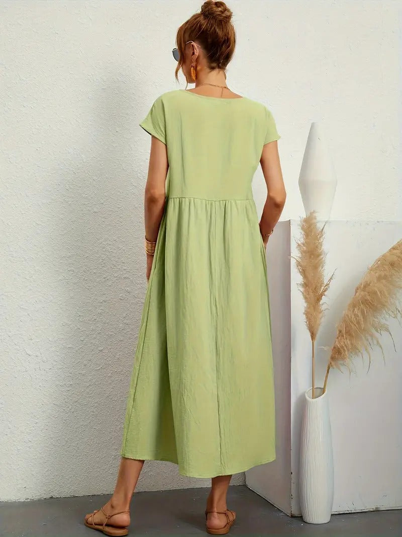 Echoarchiv | Raffinierte Leinen Sommerkleid mit Praktischen Taschen