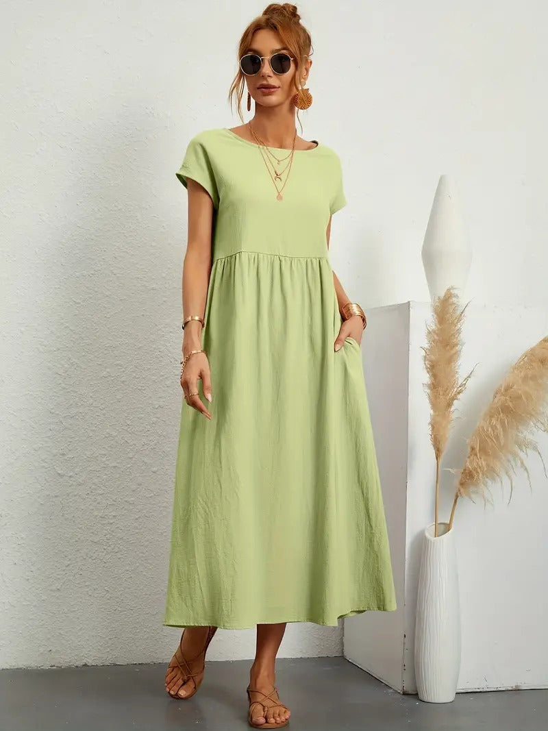 Echoarchiv | Raffinierte Leinen Sommerkleid mit Praktischen Taschen
