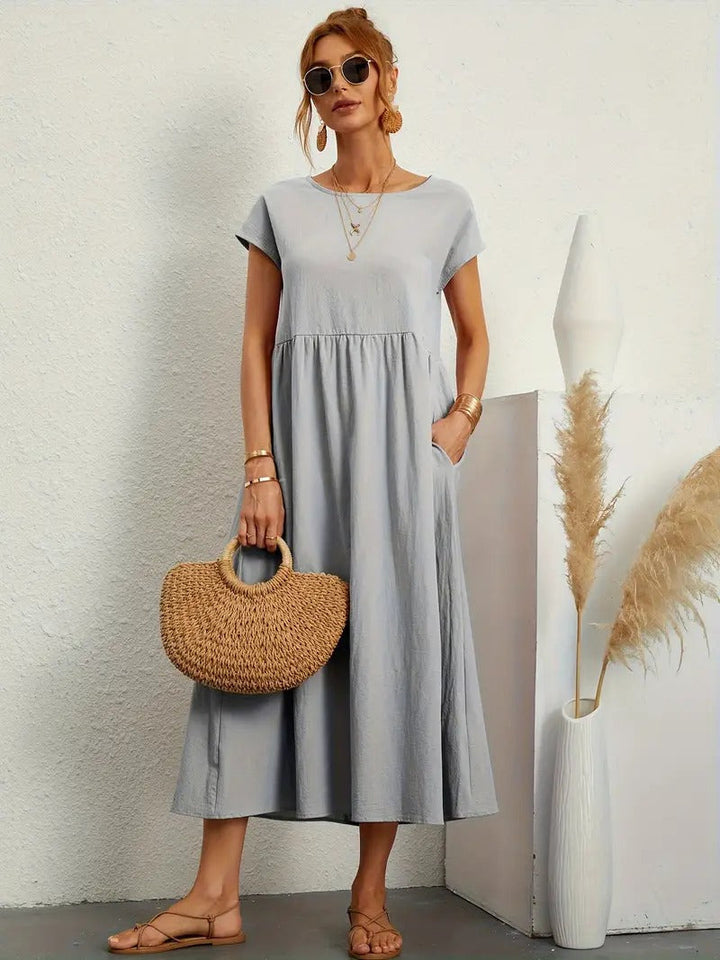 Echoarchiv | Raffinierte Leinen Sommerkleid mit Praktischen Taschen