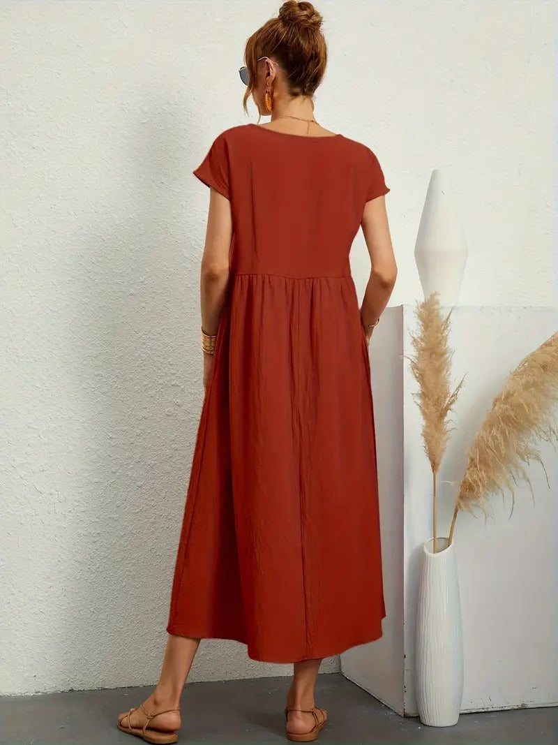 Echoarchiv | Raffinierte Leinen Sommerkleid mit Praktischen Taschen