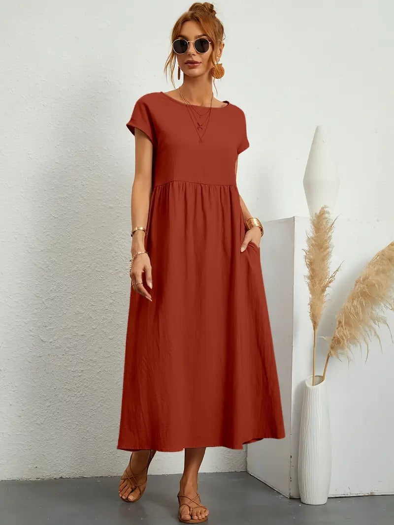 Echoarchiv | Raffinierte Leinen Sommerkleid mit Praktischen Taschen