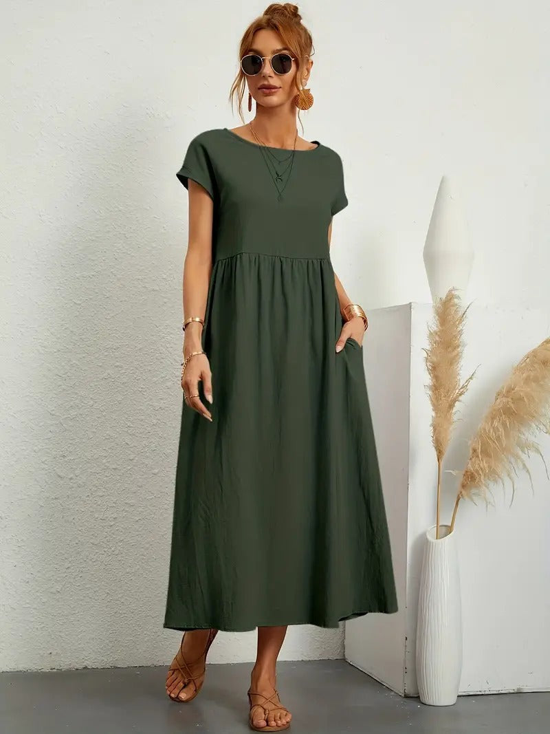 Echoarchiv | Raffinierte Leinen Sommerkleid mit Praktischen Taschen
