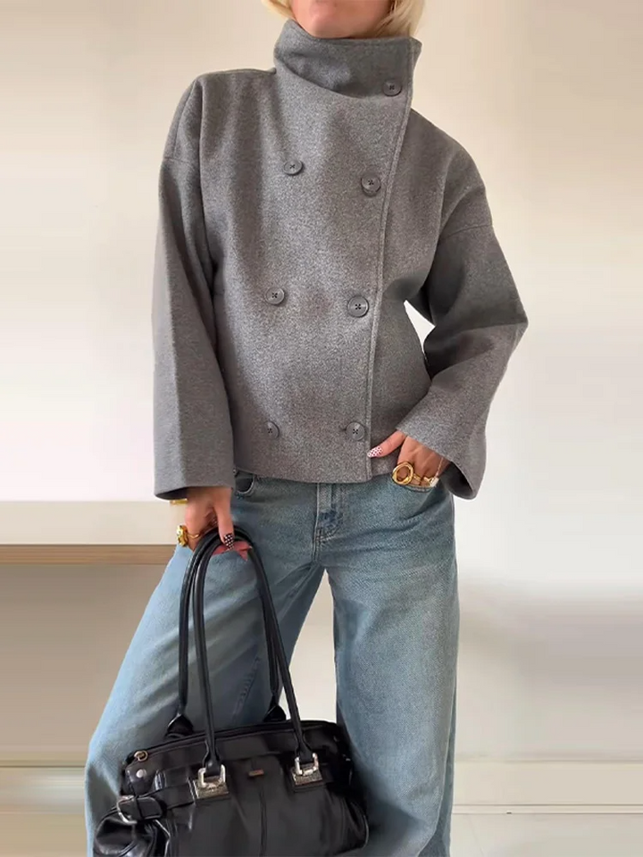 Damen Wollmischung Kurzmantel mit Oversized Fit & Stehkragen | Echoarchiv