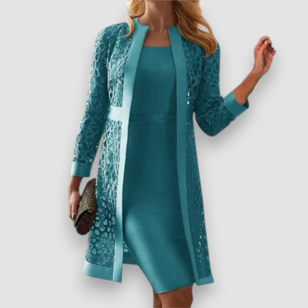 Echoarchiv | Elegantes Zweiteiliges Kleid mit Spitzenjacke für Damen