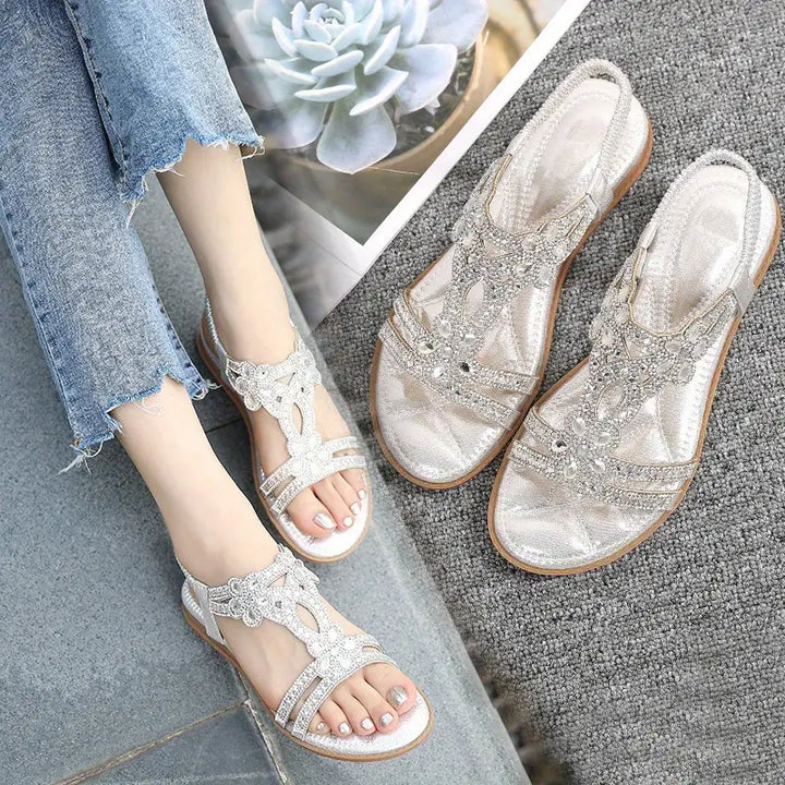 Echoarchiv | Flache Sandalen Schick Elastischer Knöchelriemen