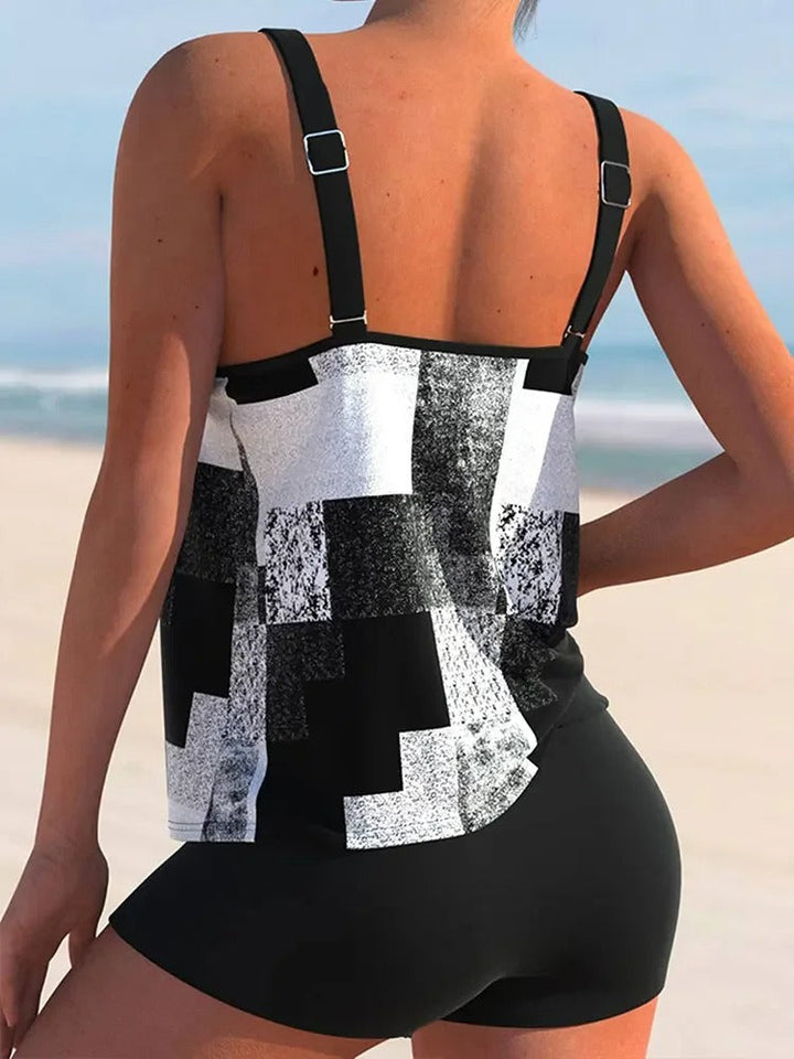 Echoarchiv | Tankini mit Doppeltem Träger und Geometrischem Aufdruck