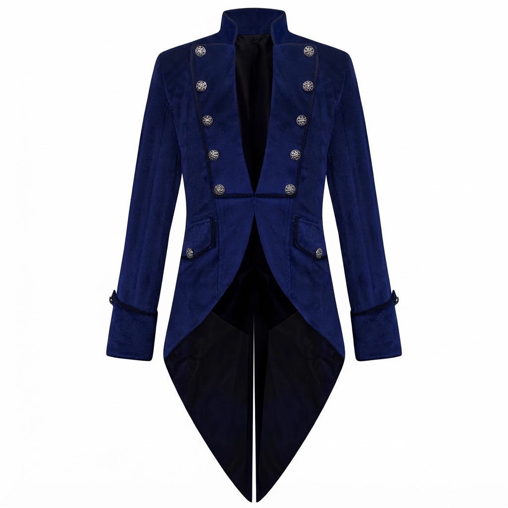 Damen Eleganter Frackmantel mit aufwendigen Knöpfen und asymmetrischem Saum Echo Archiv