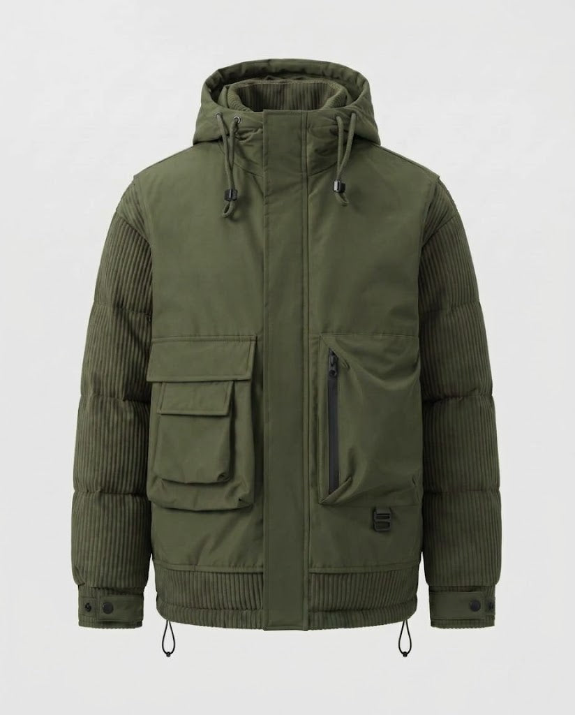 Herren Stepp-Utility-Parka mit Kapuze und Multifunktions-Taschen Echo Archiv