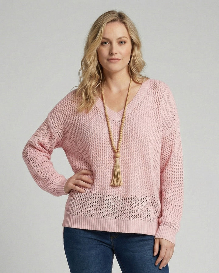 Echoarchiv | oversized Pullover mit V-Ausschnitt