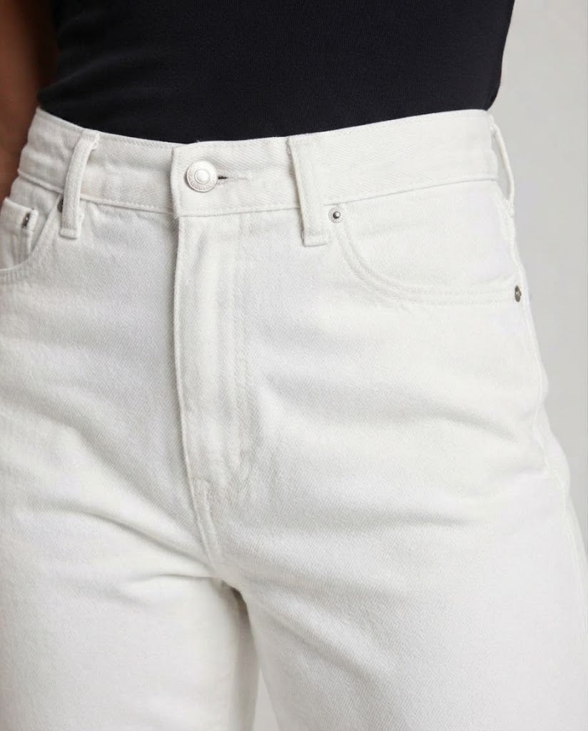 Damen Hochtaillierte lässige Gerade-Jeanshose mit weitem Bein Echo Archiv