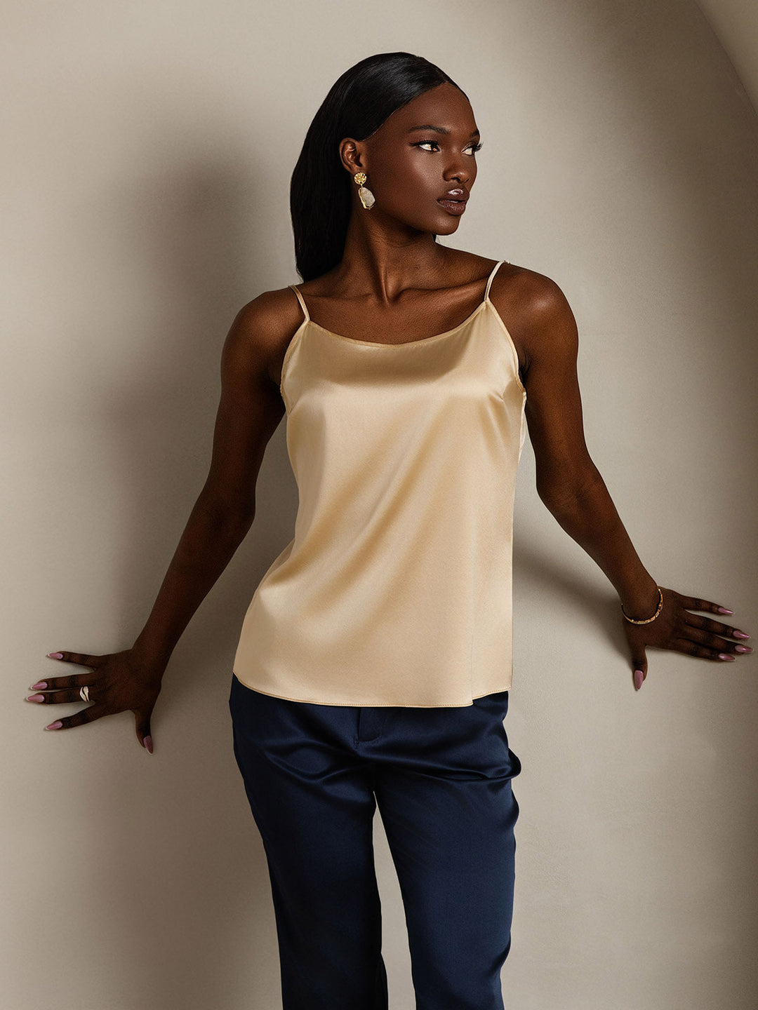 Echoarchiv | Seide Entspannt Spaghettiträger Camisole Top
