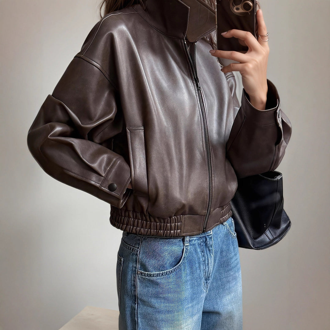 Echoarchiv | Damen Lederjacke mit langen Ärmeln