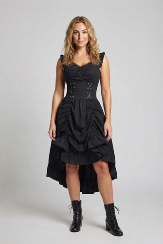 Frauen Elegantes Vintage Kleid mit Rüschen und Schnürung Echo Archiv
