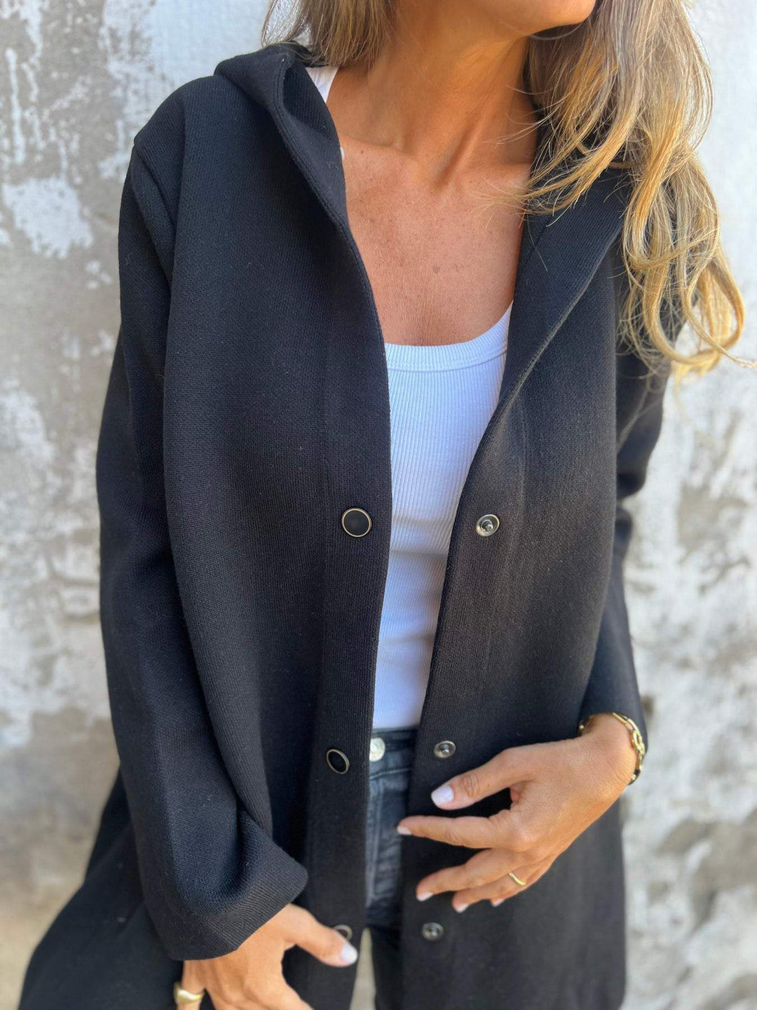 Echoarchiv | Lässige Einreiher Blazer mit Kapuze