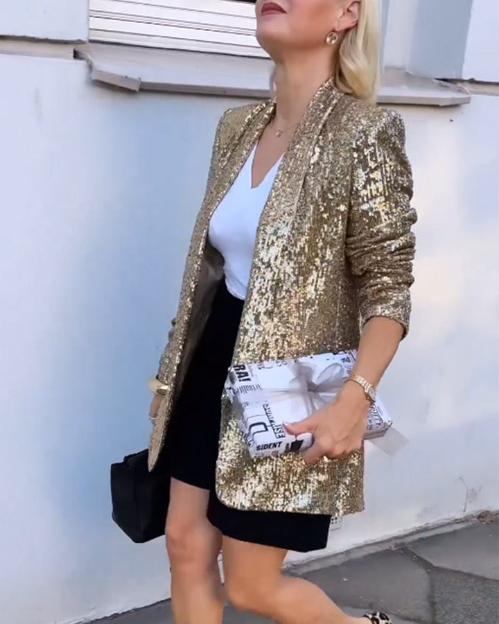 Goldene Glitzerjacke mit Glitzer