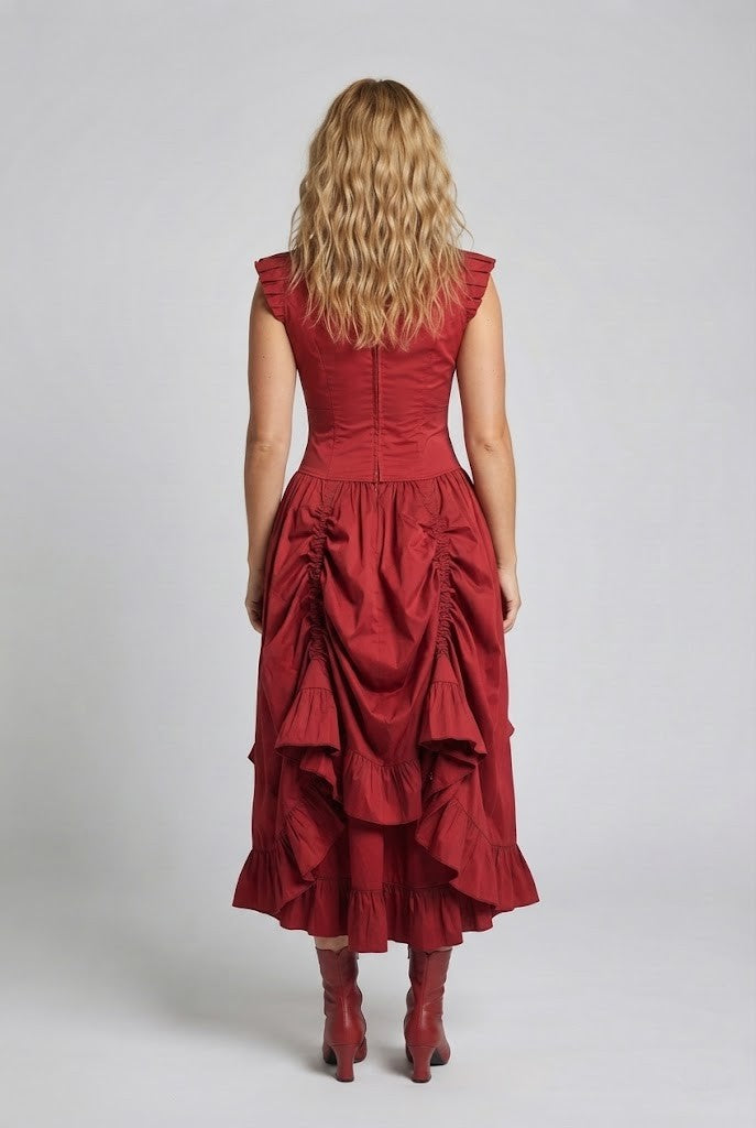 Damen romantisches Kleid mit Rüschendetails und eleganter Schnürung Echo Archiv