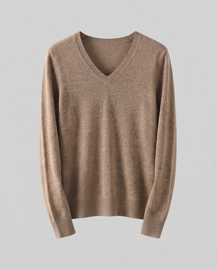 Damen Feinstrick V‑Ausschnittpullover in Kaschmir‑Optik mit schmaler Silhouette Echoarchiv
