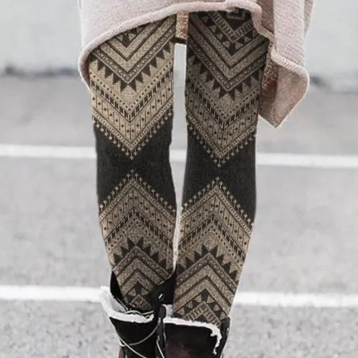Echoarchiv | Leggings Enganliegend Weicher und Atmungsaktiver Strick Geometrisches Muster Vollständig Länglich