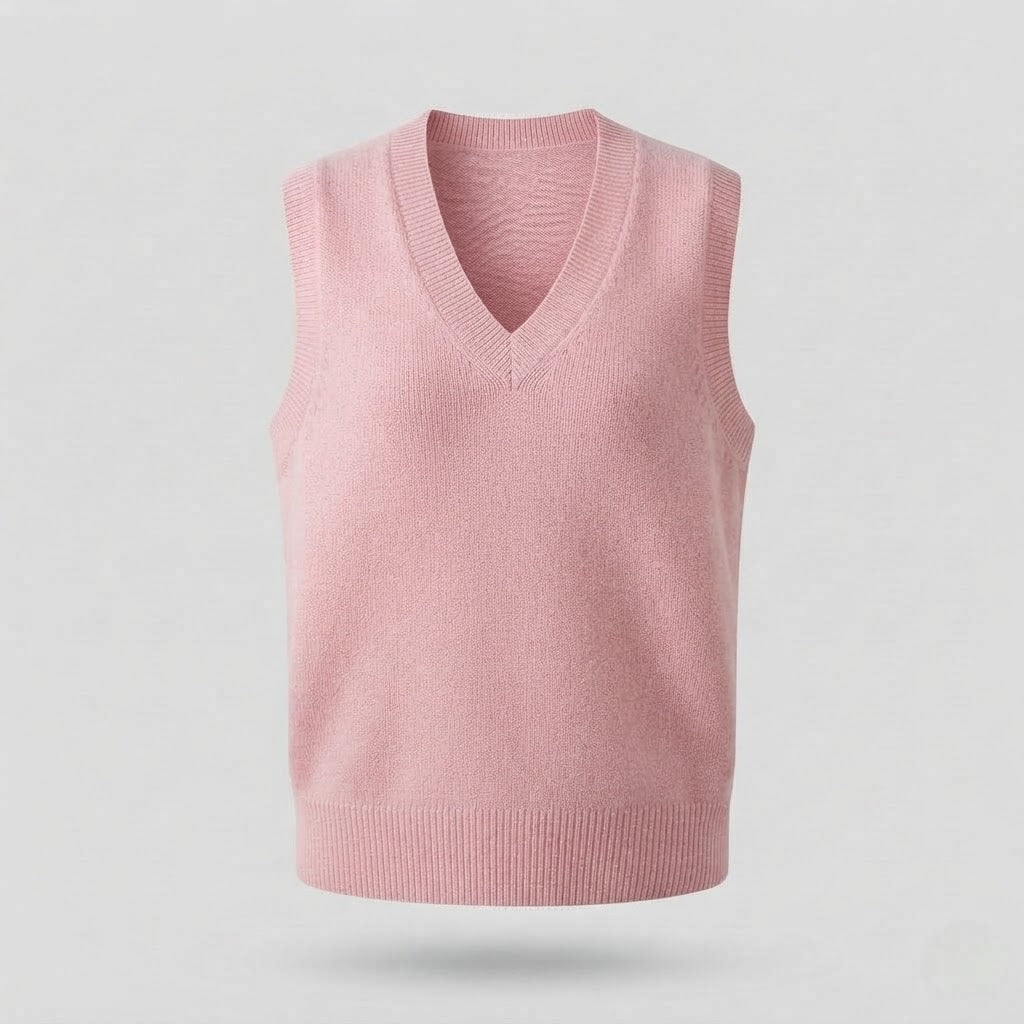 Damen Ärmellose Mohair‑Optik Longweste mit tiefem V‑Ausschnitt und weichem Fall Echoarchiv