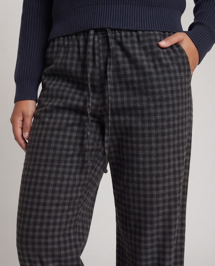 Damen Hochtaillierte weite Karomuster-Hose mit Tunnelzug und relaxed‑Fit Echo Archiv